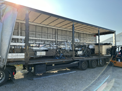 Packaging folding gluing machine Heidelberg Diana Smart 80 with Braille module loaded on truck